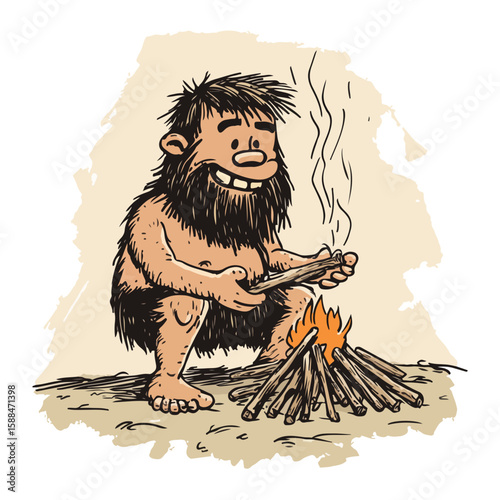 Cartoon illustration of a caveman vector