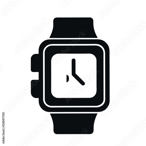 Black icon of a modern square smartwatch with a simple clock face