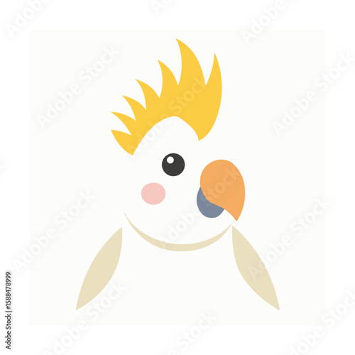 kawaii cockatoo with head crest vector flat colour