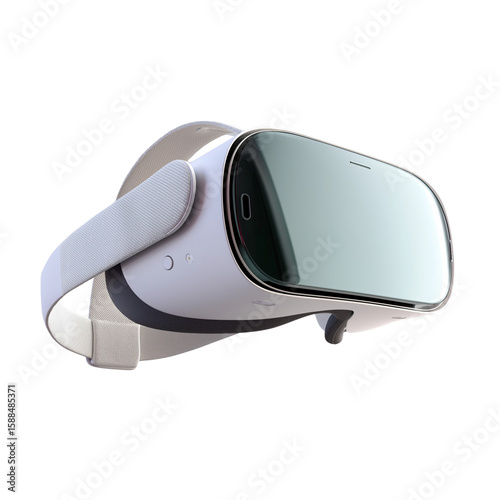 Futuristic VR Headset Floating on Light Grey – Wireless, Minimal Shadows, Transparent Background