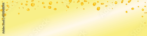 American dollar coins falling. Scattered gold USD