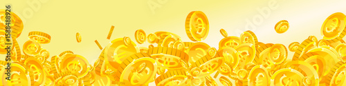 European Union Euro coins falling. Scattered gold