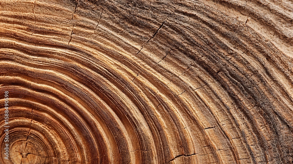 Fototapeta premium Close Up of Tree Rings on Freshly Cut Tree Stump.