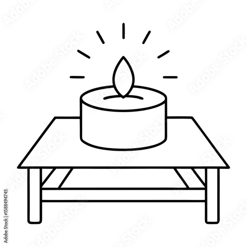 Small therapeutic candle with gentle flame vector design illustration