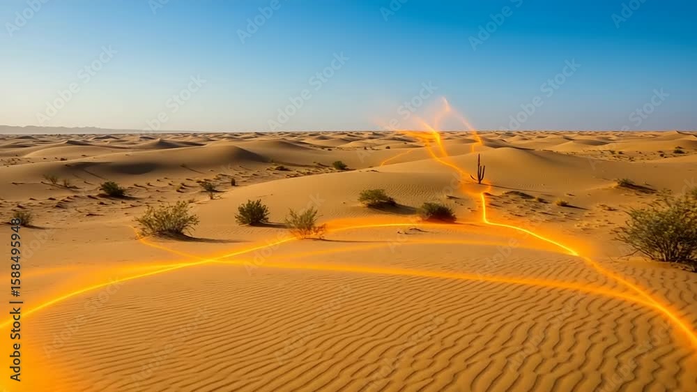 Orange path in a desert landscape