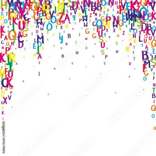 Flying latin letters. Colorful childish scattered