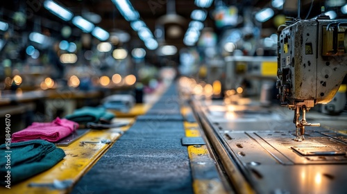 Wallpaper Mural Textile manufacturing facility with vintage sewing machines and fabric Torontodigital.ca