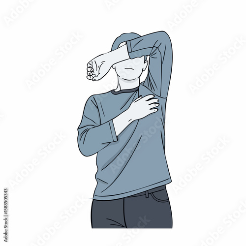 Person Expressing Discomfort or Shame by Hiding Face with Hand in Minimalist Style for Wellness Blogs, Mental Health Articles, and Stress Awareness Content  