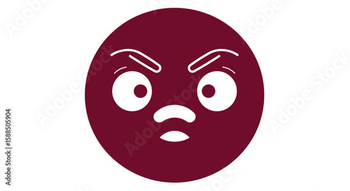 Angry Maroon Emoji with White Facial Features.