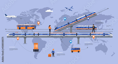 Modern High-Speed Train Transportation System Illustration.