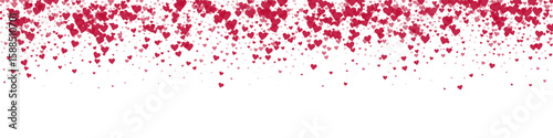 Red hearts scattered on white background.