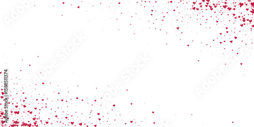Red hearts scattered on white background.