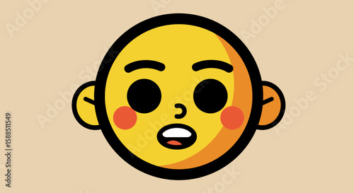 Surprised Cartoon Face with Open Mouth.