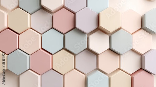 Pastel Hexagon Wall Texture with Minimal Shadow Play.