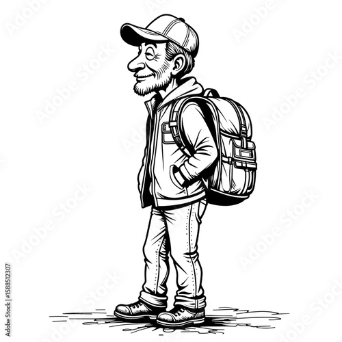 Retired traveler with backpack – Adventure and exploration lifestyle