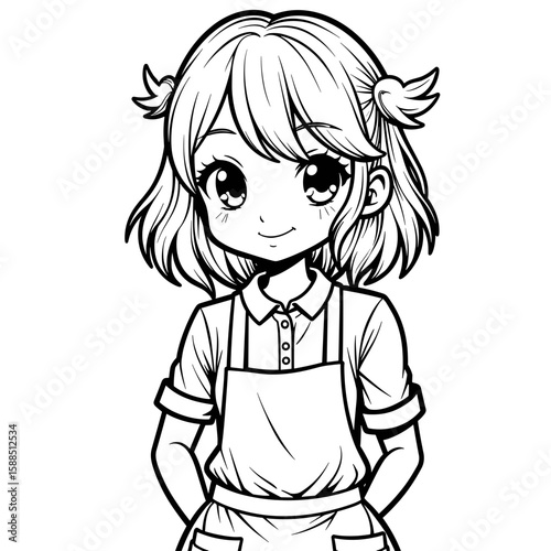 Young adult in café uniform – barista service, customer engagement