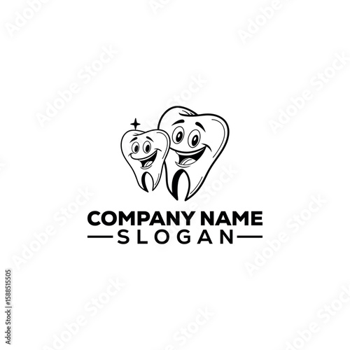 Happy Cartoon Tooth Mascot Logo Design