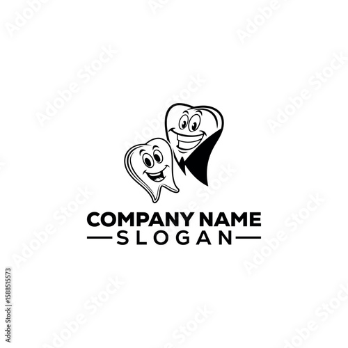 Happy Cartoon Tooth Mascot Logo Design