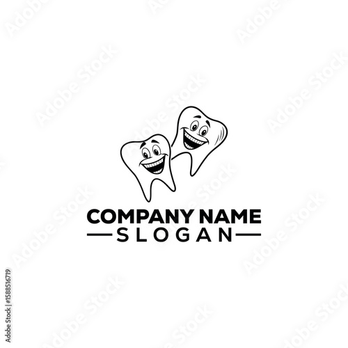Happy Cartoon Tooth Mascot Logo Design