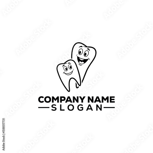 Happy Cartoon Tooth Mascot Logo Design