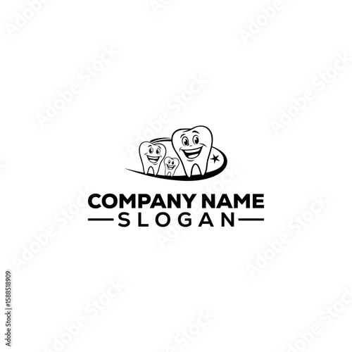 Happy Cartoon Tooth Mascot Logo Design