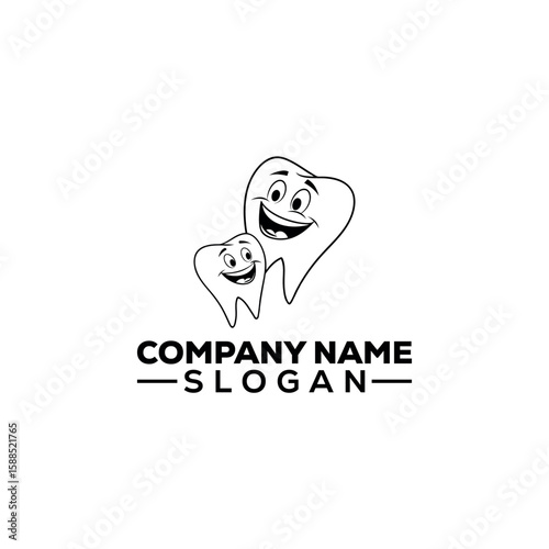 Happy Cartoon Tooth Mascot Logo Design