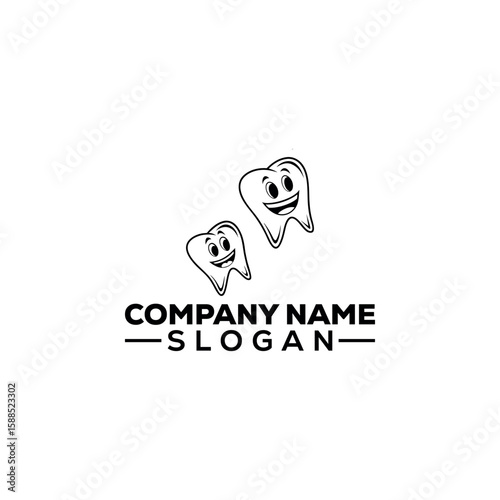 Happy Cartoon Tooth Mascot Logo Design
