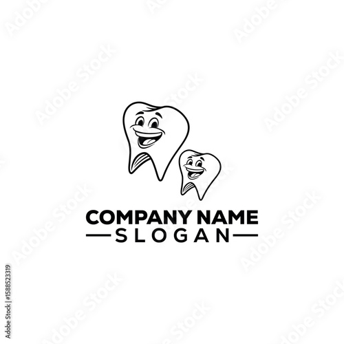 Happy Cartoon Tooth Mascot Logo Design