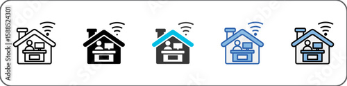 Telecommuting Icon Pack Multistyle Illustration