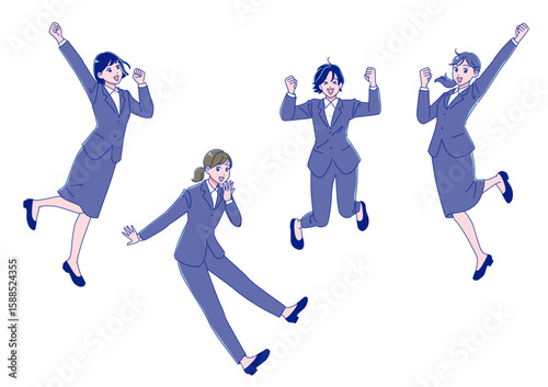アニメ風の女の子の就職活動セット