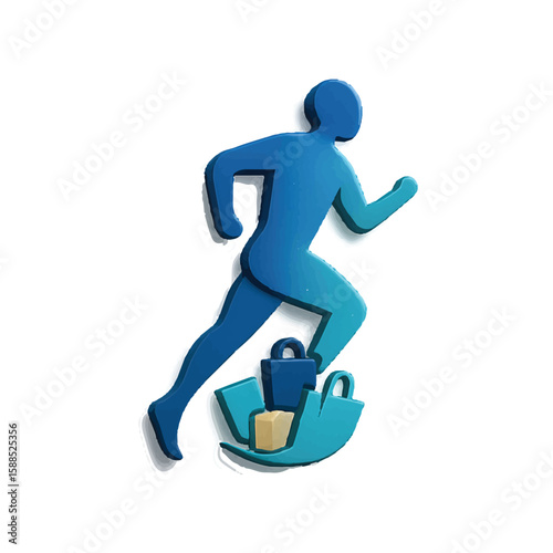 Delivery Icon: A dynamic image depicting swift and efficient delivery services, showcasing a person in motion carrying packages, and symbolizing fast and reliable deliveries for consumer needs.
