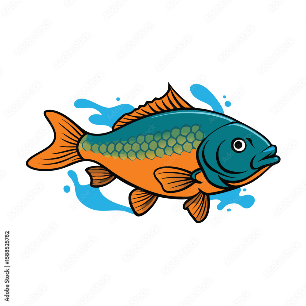 Fototapeta premium a Carp Fish Vector Illustration