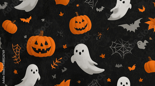Halloween-themed seamless pattern