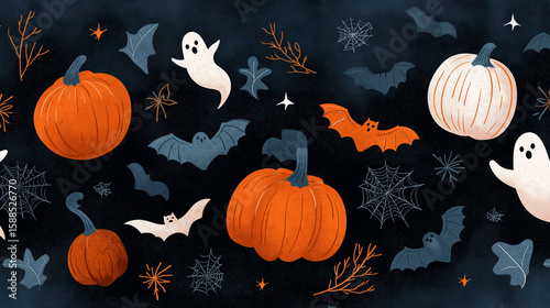 Halloween-themed seamless pattern