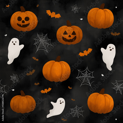 Halloween-themed seamless pattern