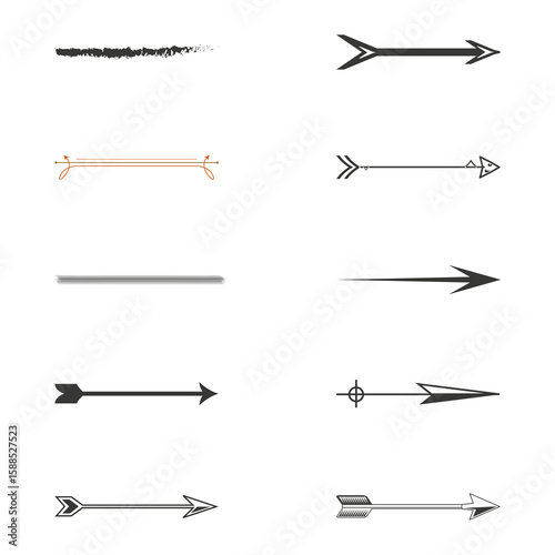 Line arrow icons. Direction vector symbol. Simple black shape. Clean design style.