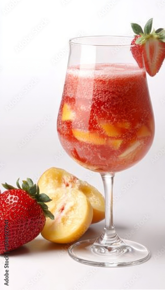 Refreshing Strawberry Daiquiri Cocktail in Sparkling Wine Glass with Close-up Healthy Composition Refreshing Strawberry Daiquiri Cocktail in Sparkling Wine Glass with Close-up Healthy Composition