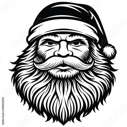 Santa Claus black and white portrait Christmas holiday