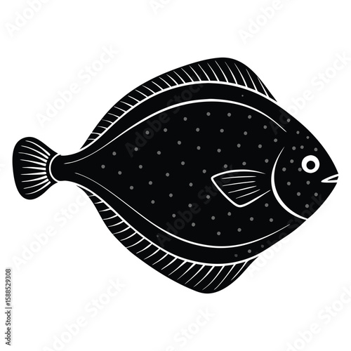 flounder fish vector illustration clipart, 