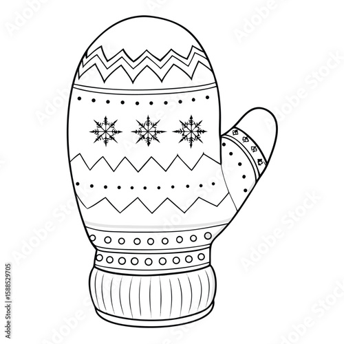 Winter Mitten With Snowflakes pattern