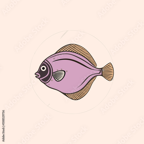 flounder fish vector illustration clipart, 