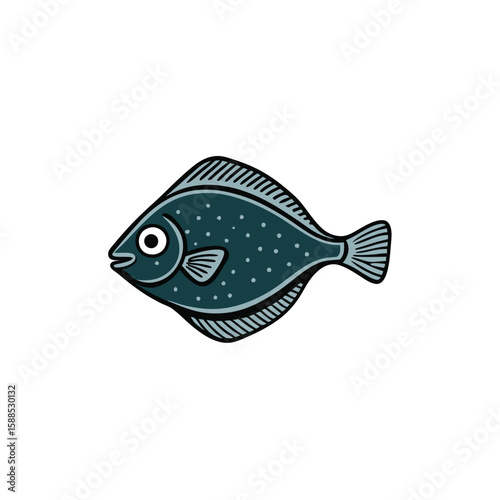 flounder fish vector illustration clipart, 