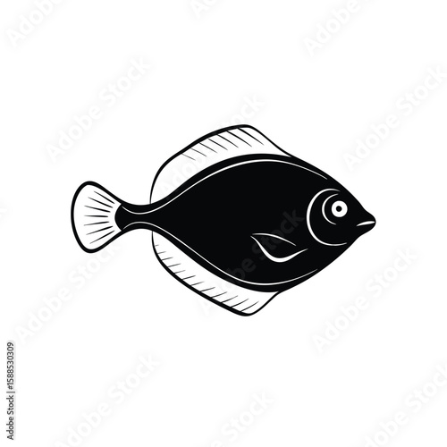 flounder fish vector illustration clipart, 