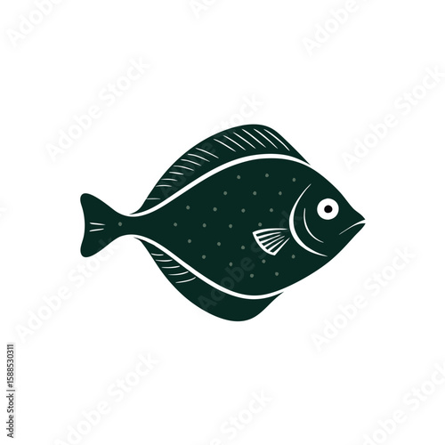 flounder fish vector illustration clipart, 