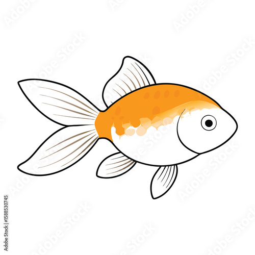 Goldfish line art vector, isolated white background