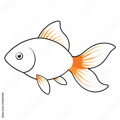 Goldfish line art vector, isolated white background