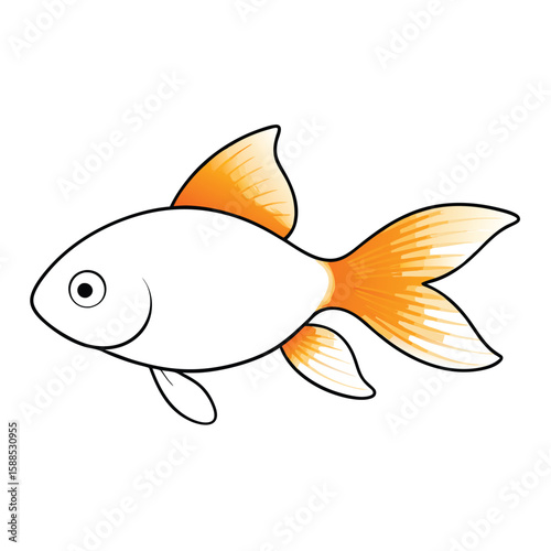Goldfish line art vector, isolated white background