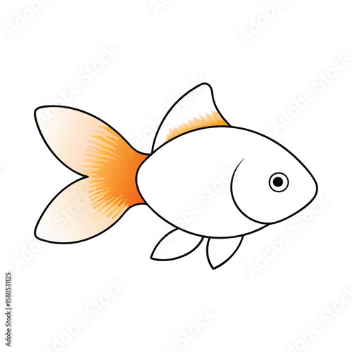 Goldfish line art vector, isolated white background