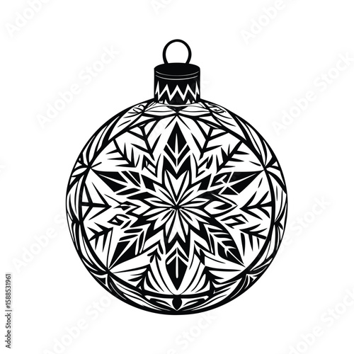 Black and white ornamental Christmas bauble silhouette