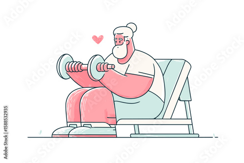 Active senior man exercising with dumbbells in a wellness retreat  